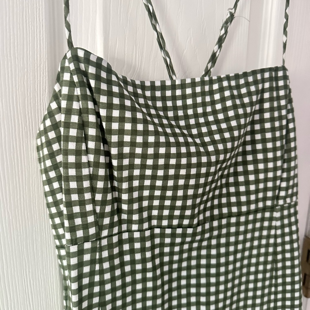 Urban Outfitters Green and White Gingham Slip Dress - Picture 2 of 4